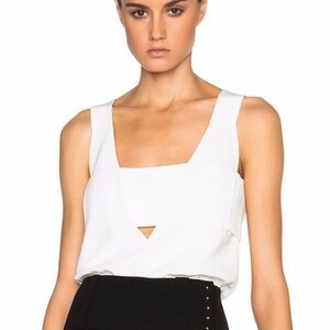 DEREK LAM 10 CROSBY, Soft White Deep V-Neck Downtown Crepe Top